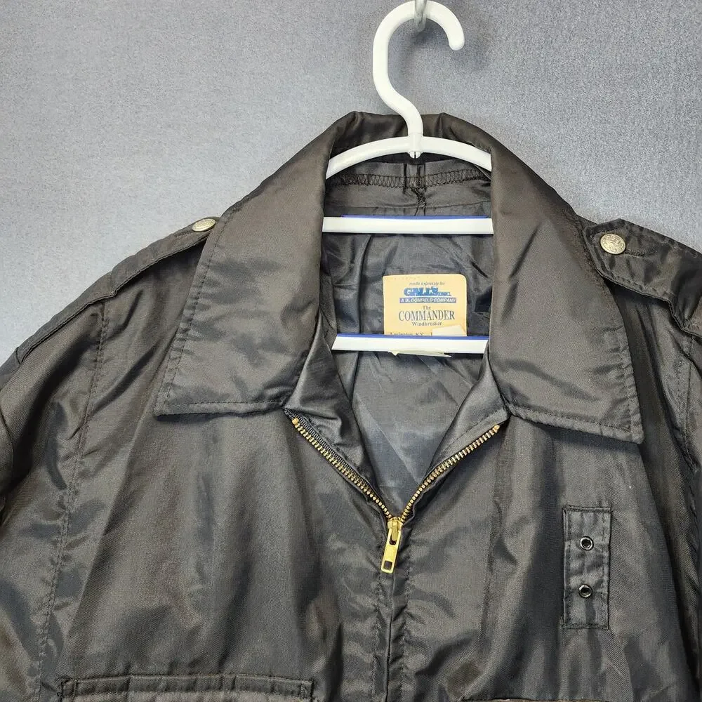 Vintage The Commander Windbreaker for Galls Large Black Military Chore Made USA